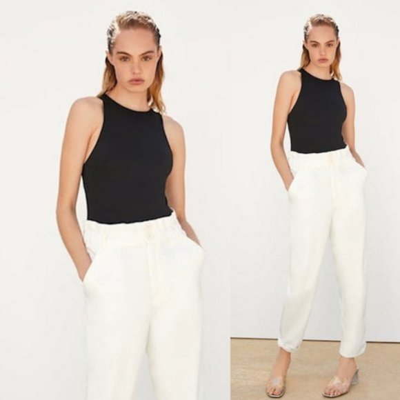 Zara Halter Bodysuit Top M High Neck Snap Buttons Sleeveless Black Blogger's Fav - Picture 8 of 16